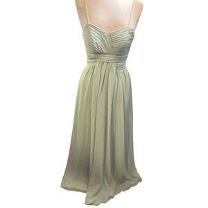 Bari Jay Sage Green Chiffon Pleated Sweetheart Bridesmaid‎ Gown Dress 4 1617